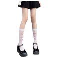 thumbnail image 1 of HBFAGFB Bas pour Femmes Mode Chaussettes Mi-Mollet Résille Fines avec Nœud Violet Clair Taille Unique, 1 of 3