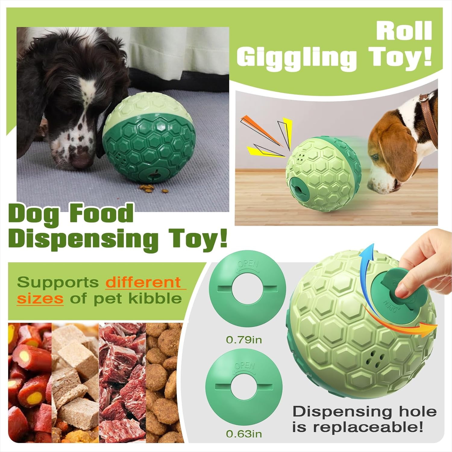 KADTC Dog Treat Dispenser, XL-Size, Wobble Giggle Ball, Roll Herding Egg, Tough Chew Toy for Large Aggressive Chewers, Interactive Indoor & Outdoor Play