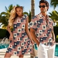 thumbnail image 3 of KUIFORTI Patriotic Star His and Hers Matching Outfits Lightweight Couple Matching Outfits with Soft Fabric Men’s Hawaiian Shirt Fashionable Quick-dry Gifts for Couples, 3 of 6