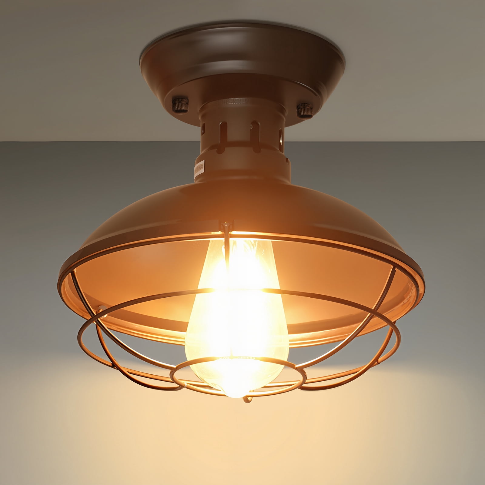 FRIDEKO HOME 2 Pack 8.7" Farmhouse Semi Flush Mount Ceiling Light Fixtures, E26 Base, Industrial Oil Rubbed Bronze Ceiling Lights for Hallway Kitchen Porch Laundry room (Without Bulb)