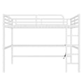 thumbnail image 4 of Leumius Queen Size Loft Bed with Desk,Metal Bed Frame with Power Outlet and LED Lights,Space-Saving,Noise Reduced,White, 4 of 11