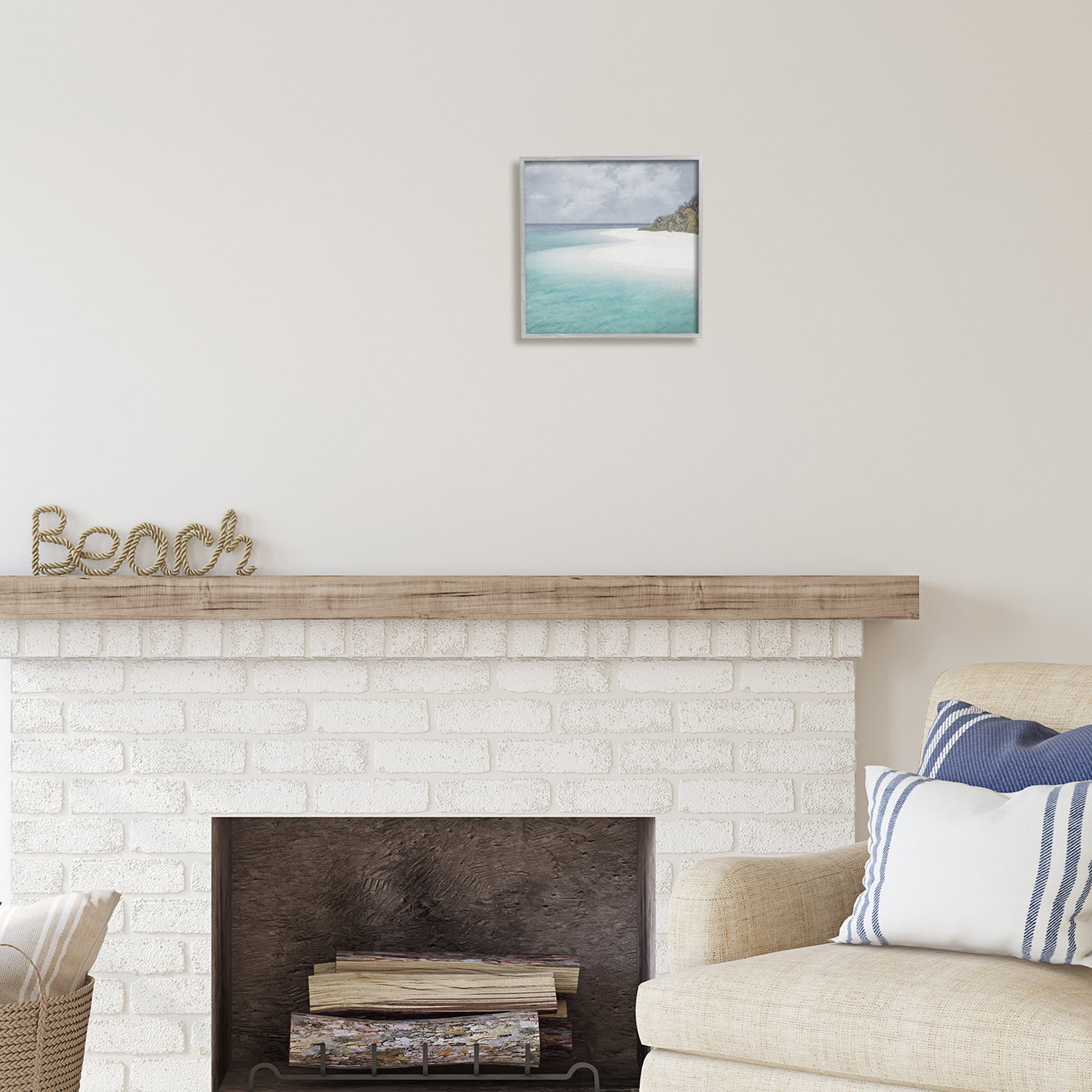 Stupell Industries Lagoon Shore Watercolor Nature Painting Gray Framed Art Print Wall Art, 12 x 12