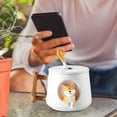 thumbnail image 5 of Fiudx Taza de Perro Shiba Inu, Adorable Taza de Cerámica 3D, Diseño de Cuchara y Tapa, Asa de Madera Única, Portavasos Versátil, Regalo para El Hogar y La Oficina, Fácil de Limpiar., 5 of 5