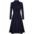 thumbnail image 2 of Women‘s Woolen Blend Coats Coat Lapel Wrap Swing Flared Winter Long Overcoat Jacket, 2 of 4