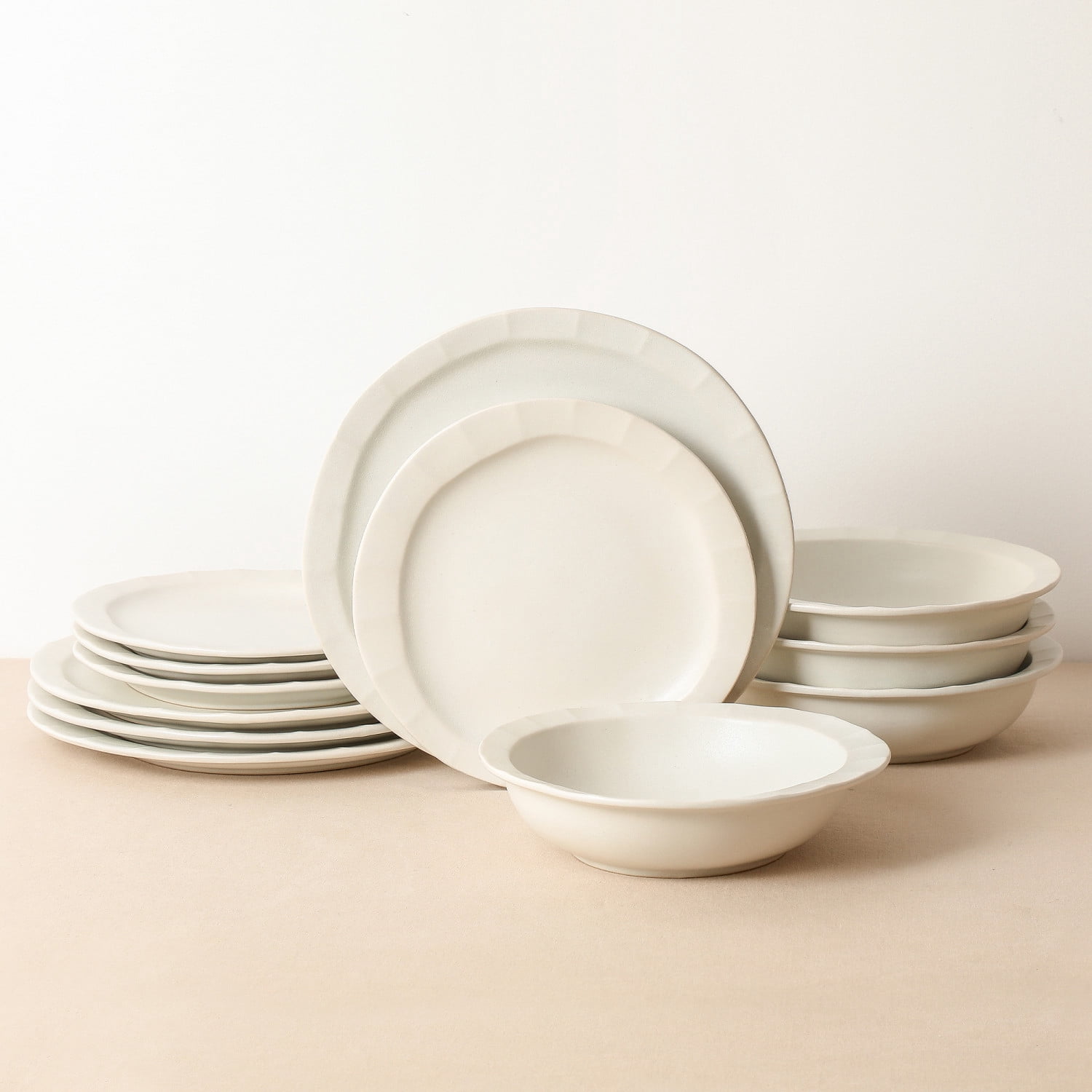 Correll Dinner Set Stone Lain Oasis 12-Piece Stoneware Dinner Set ...