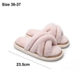 thumbnail image 2 of Zapatillas de mujer con banda cruzada, suaves y peludas, de felpa, cálidas, acogedoras, con puntera abierta, esponjosas, para el hogar, cómodas, para invierno, interiores y exteriores, transpirables, 2 of 5