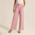 thumbnail image 2 of Hontri Women's Casual Pants Lightweight Tailored Premium Fabric Wide Leg Pants Women's Casual High Waisted Wide Leg Pants Casual Pants with Pockets Pink Xl, 2 of 7