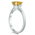 thumbnail image 2 of SZUL Women's Emerald Cut 7X5MM Citrine and Diamond Three Stone Ring in 10K White Gold, 2 of 4