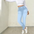 thumbnail image 6 of uublik Pants Leggings for Women High Waisted Jeggings Pants Stretchy Skinny Pants Leggings Denim Pants, Light Blue, 6 of 6