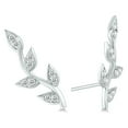thumbnail image 2 of SZUL Women's 1/5 Carat TW Diamond Vine and Leaf Earrings in 14K White Gold (J-K-L Color, I2-I3 Clarity), 2 of 5