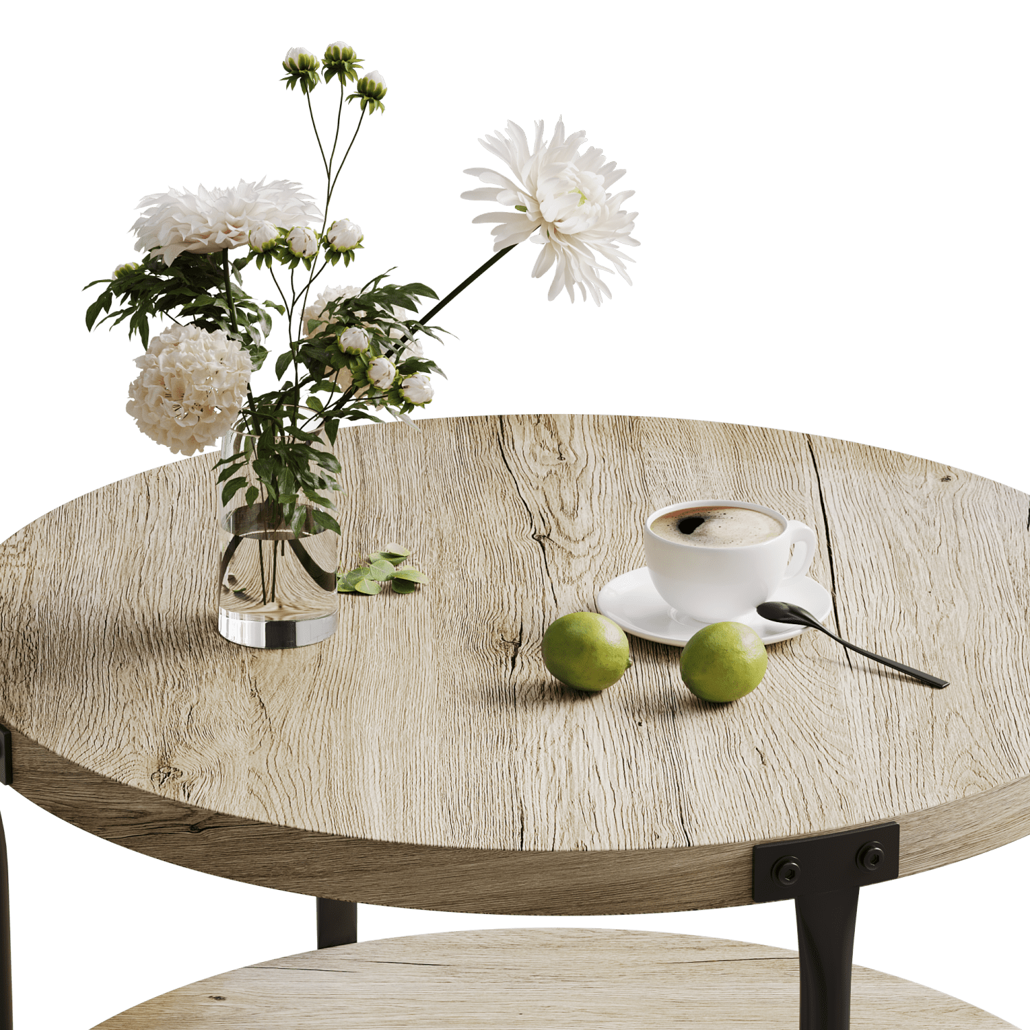Modern Minimalist Circular Bohemian Coffee Table – Double Layer Storage, Natural Wood Finish, 31.4" Indoor Decor for Living Rooms & Study Spaces