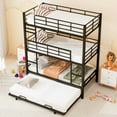 thumbnail image 4 of Euroco Metal Twin Triple Bunk Bed with Trundle, Convertible 4 Beds in One Bunk for Kids Teens, Black, 4 of 13