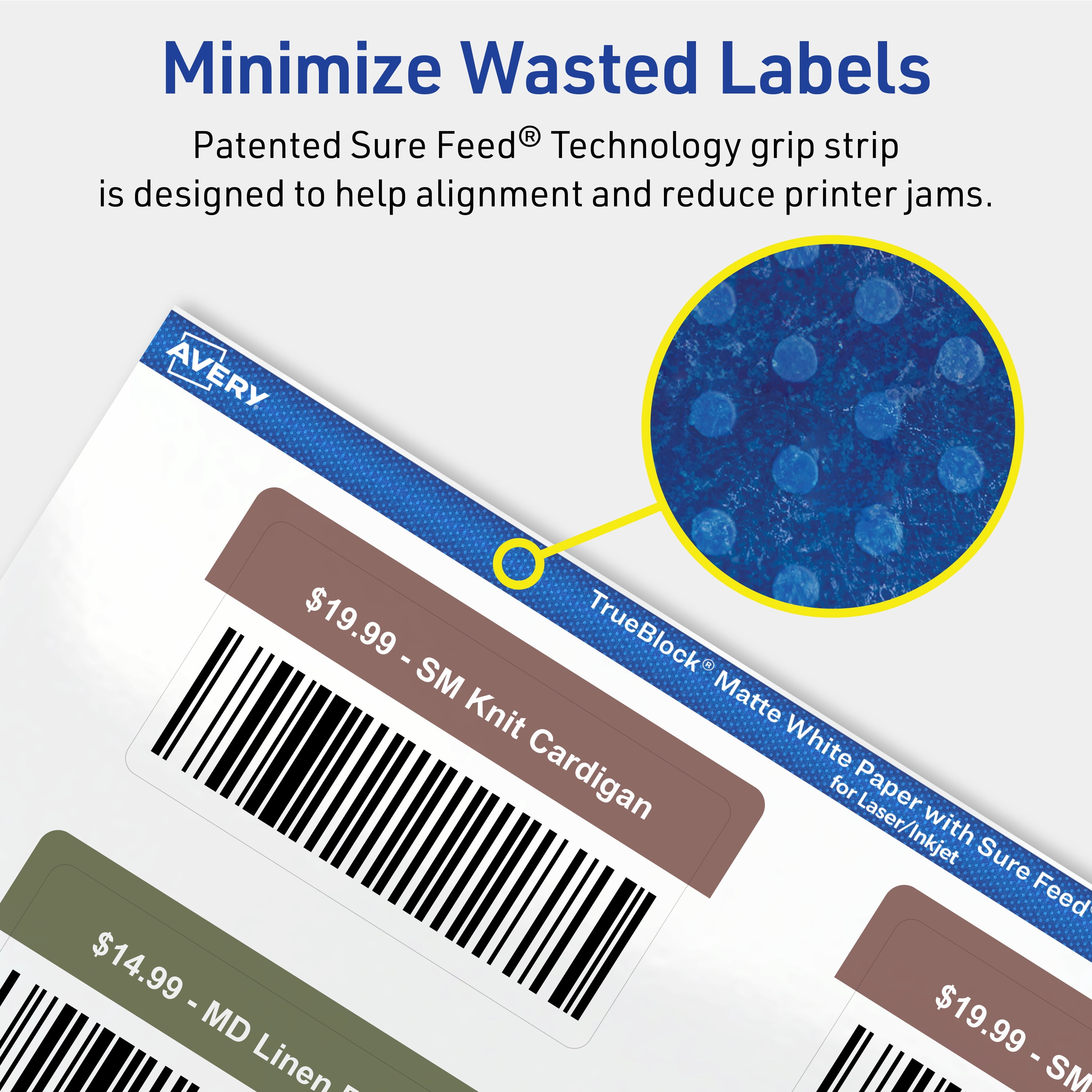 Avery TrueBlock Rectangle Labels, 1.5" x 2.75", 500ct