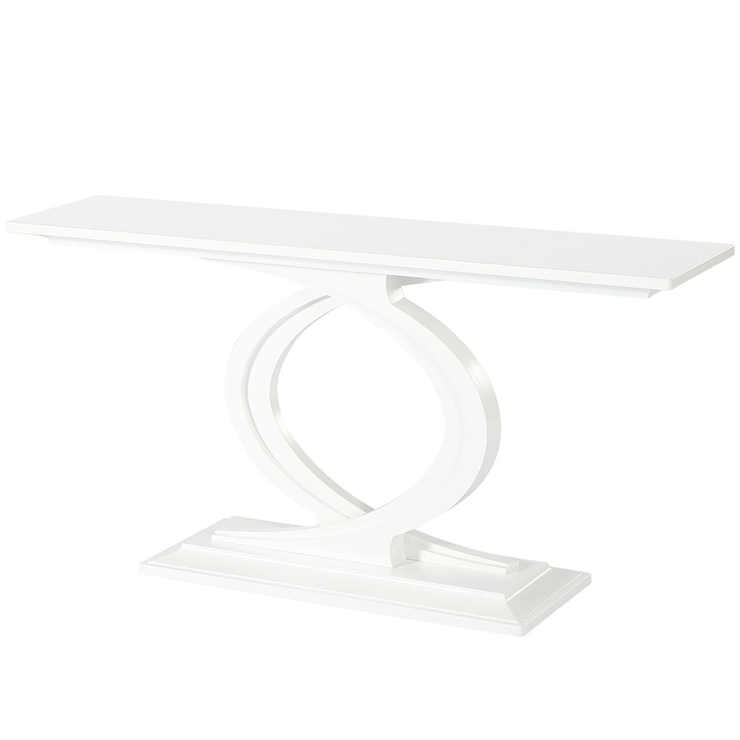 Demi Bonn 59" Console Table, Wood Narrow Sofa Table with Double Arc Base for Hallway, Bedroom, Living Room, White