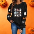 thumbnail image 5 of Jsaierl Halloween Sweatshirts for Women Cute Ghost Print Pullovers Trendy Classic Round Neck Long Sleeve Sweater Tops Halloween Costumes, Sizes S-2XL, 5 of 9
