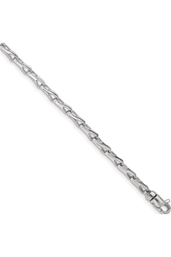 14K White Gold Wg Hand Polished 3.5mm Fancy Link Chain (7.25 X 3.5) Made In Peru wlk708-7.25