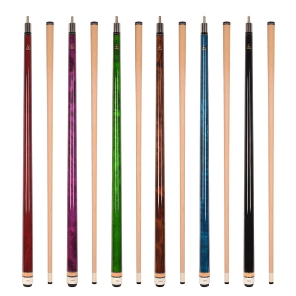 ASKA L3 Set of 6 Billiard Pool Cues - 58" Hard Rock Canadian Maple Sticks, 13mm Tip, Wrapless, Mixed Weights (18-21oz)