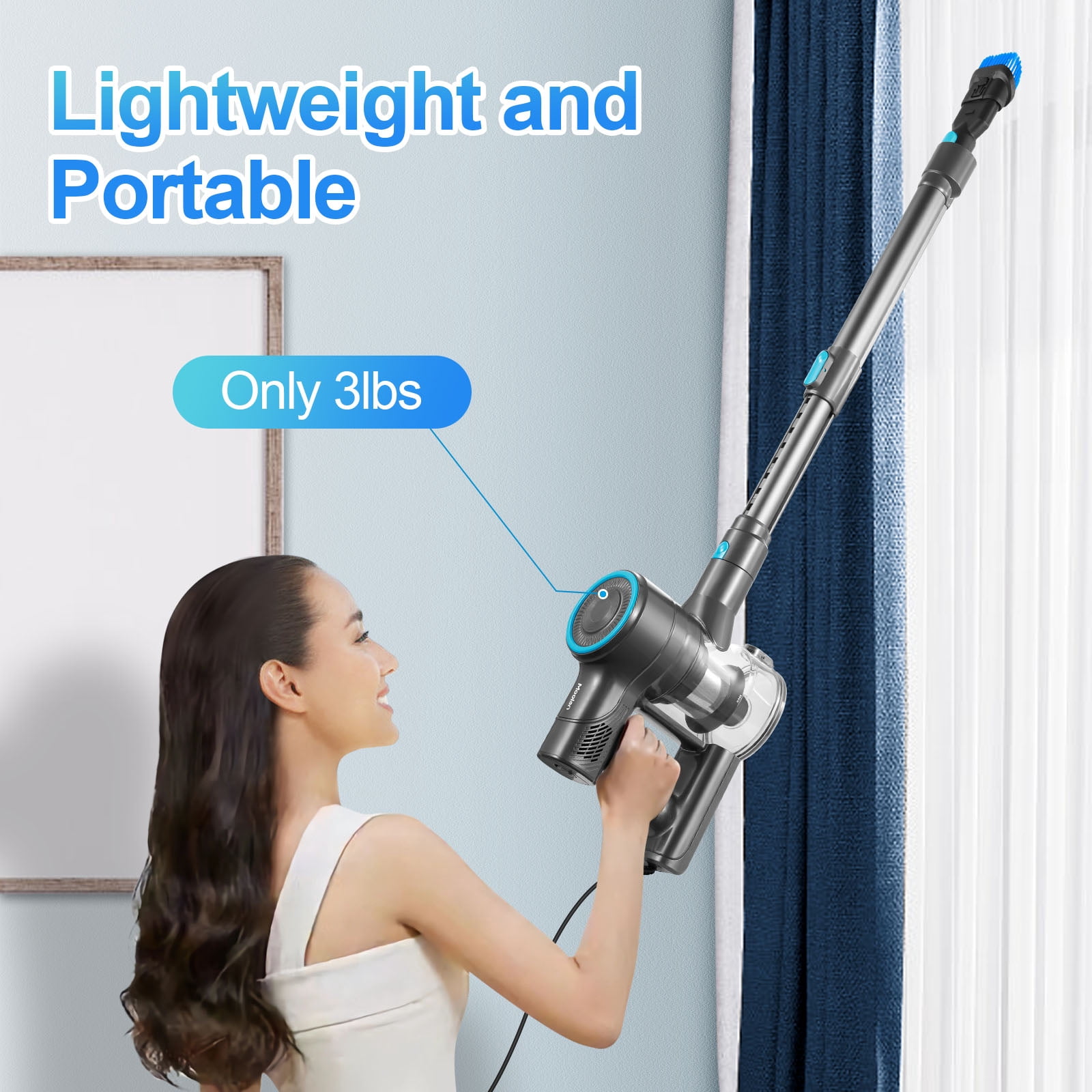 Moolan Corded Stick Vacuum, 6 in 1 Lightweight Vacuum with 4 LED, Vacuum Cleaners for Hard Floor,New