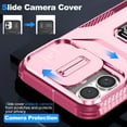 thumbnail image 5 of Phone Case for iPhone 16 Plus Case with Sliding Camera Cover, with 360° + 100° Free Rotation Metal Finger Ring Bracket, Fit Magnet Car Mount, 2 In 1 Case Cover for iPhone 16 Plus, Pink, 5 of 8