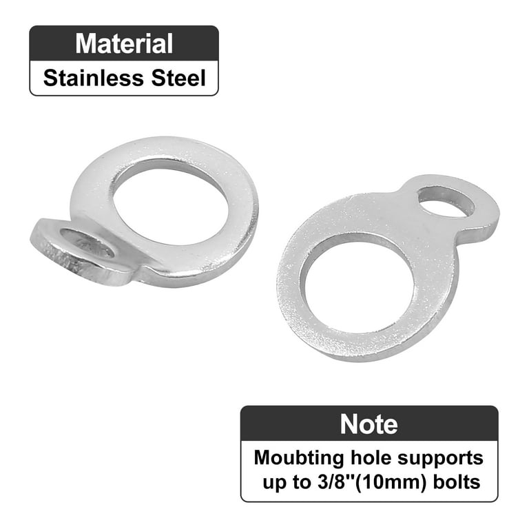 Unique Bargains 4pcs Stainless Steel Tie Down Anchors Hooks Strap Rings for Motorcycle Dirt Bike ATV Trailer Silver Tone, Size: 1.54x1.06(Large*W)