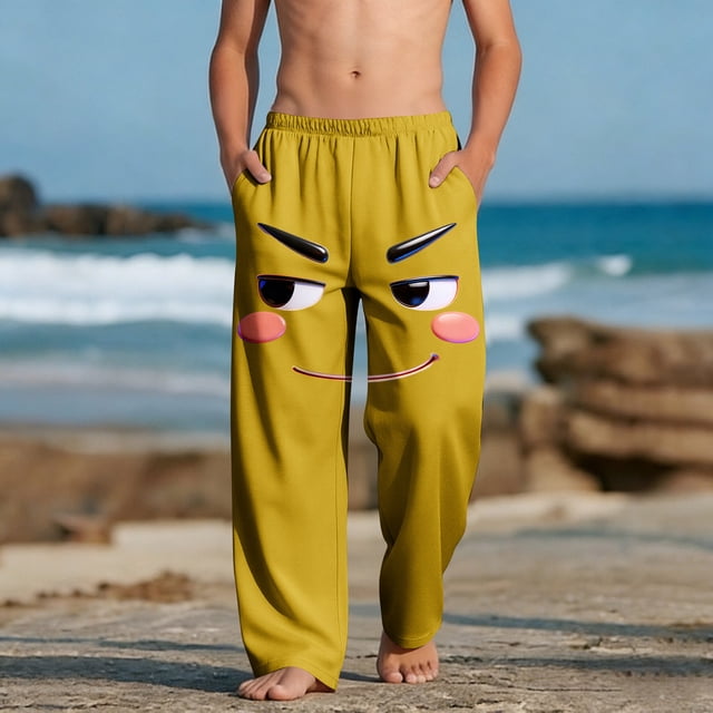 Pantalones largos para niños y niñas, de moda, estampados, casuales, de playa, con bolsillos.