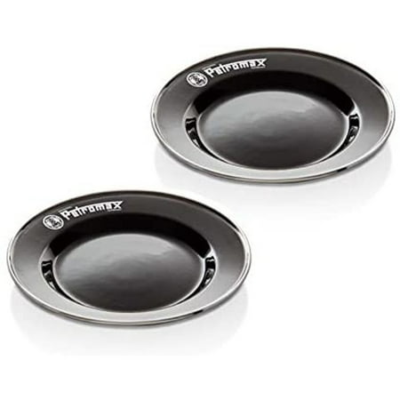 

Petromax Enamelware Dinnerware Plates Traditional Lightweight Enameled Steel Tableware for Kitchen and Camping Pack of 2 for Hot or Cold Food Black