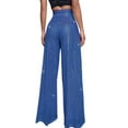 thumbnail image 4 of Women's Fashion Casual Sequined Pants, Sparkling High Waist, Wide Leg Flared Trousers, Shiny Loose Fit, Elastic Side Zipper, 4 of 7
