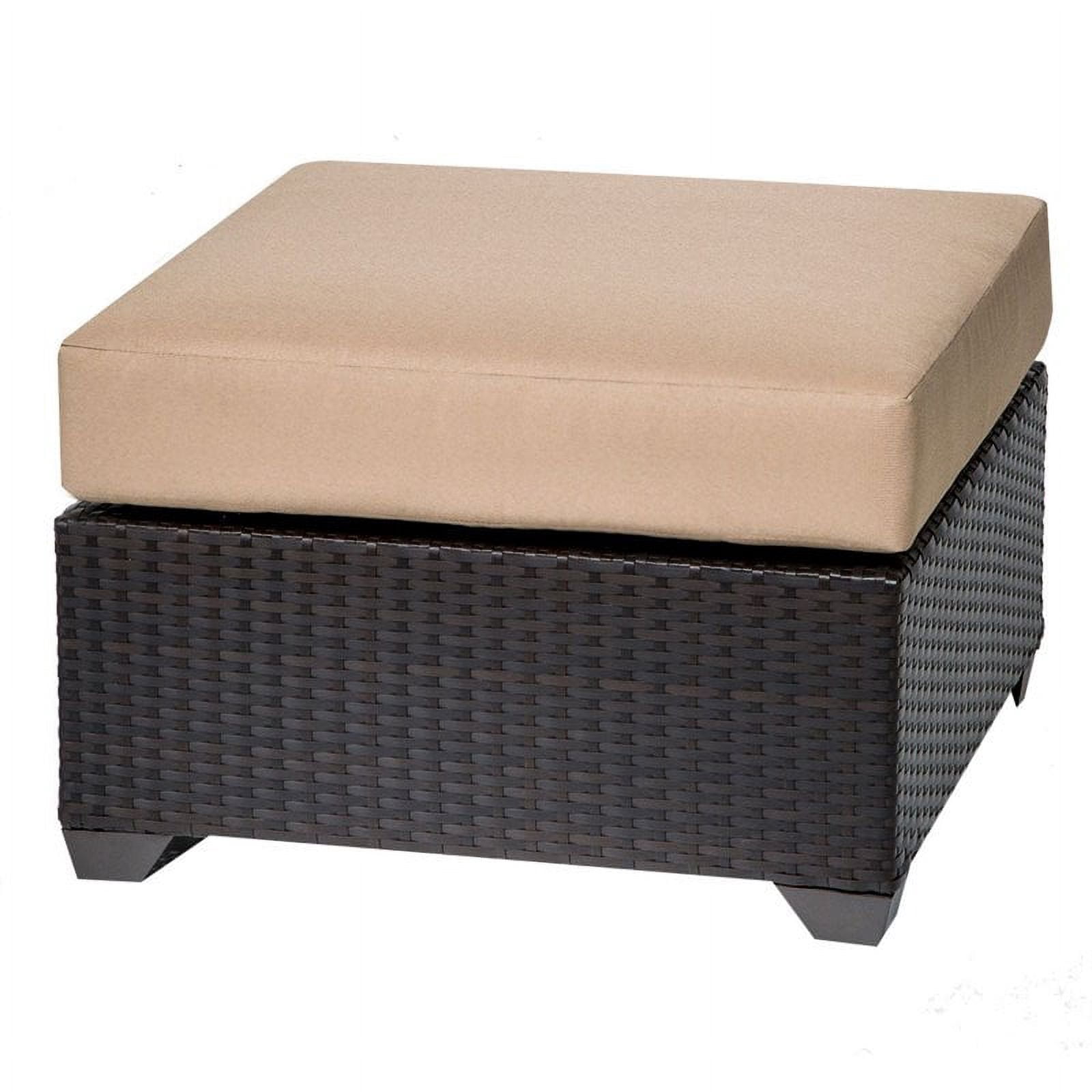TK Classic Barbados Wicker Patio Square Ottoman in Tan