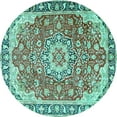 thumbnail image 1 of Ahgly Company Indoor Round Persian Turquoise Blue Traditional Area Rugs, 4' Round, 1 of 4
