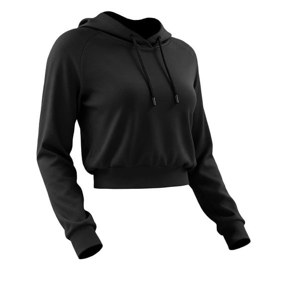 Cadmus Womens Comfy Cropped Hoodie Long Sleeve Drawstring Hooded Sweatshirt Basic Workout Casual Pullover