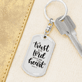 thumbnail image 6 of With All Your Heart Proverbs 3:5-6 Stainless Steel or 18k Gold Premium Swivel Dog Tag Keychain, 6 of 10
