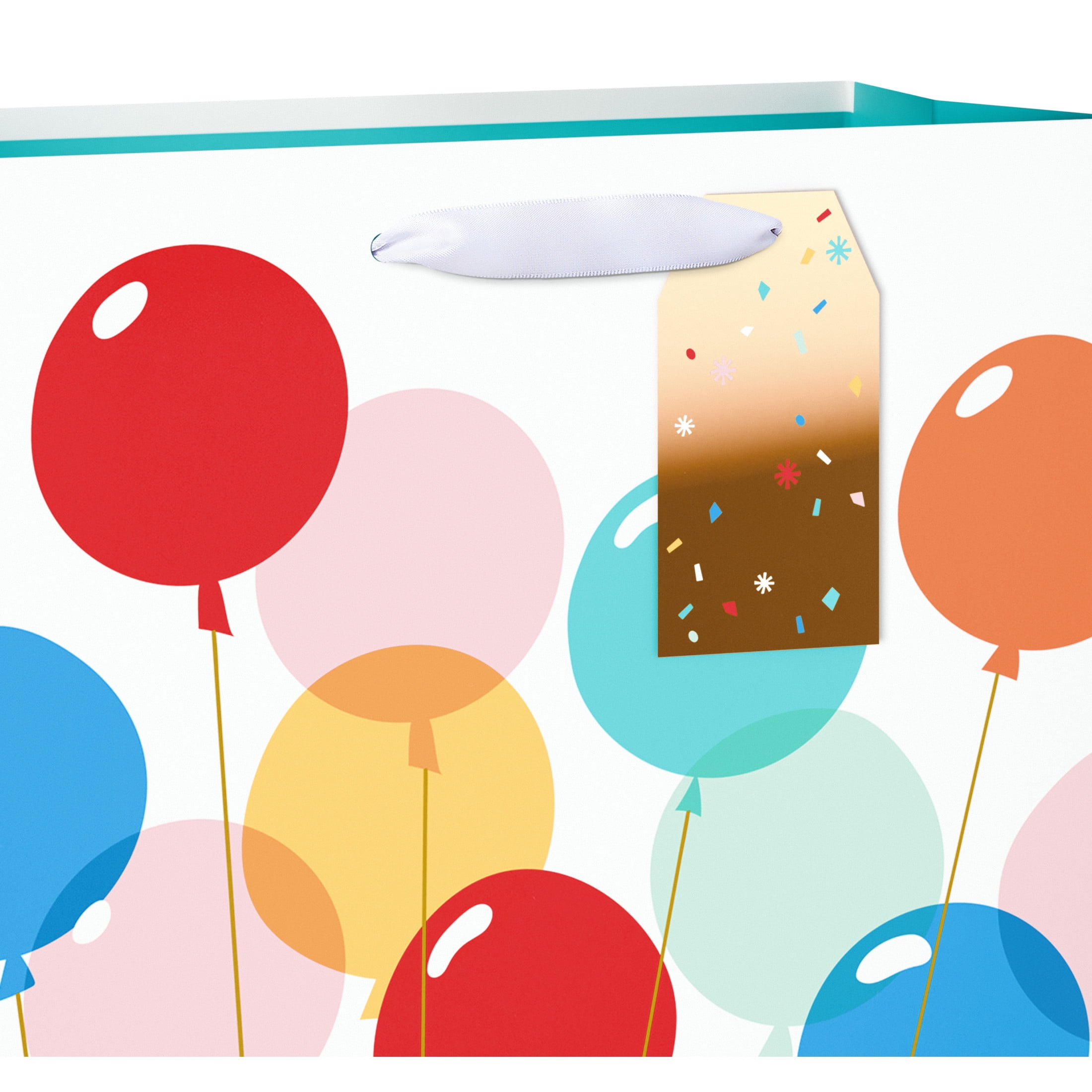 American Greetings 12.75 in. Large White Birthday Gift Bag, Multi-color Balloons (1-Count)