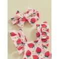 thumbnail image 6 of Yunliwuli Baby Girls Romper Bodysuit and Headband Strawberry/Flower/Cherry Print Fly Sleeve Frills Infant Jumpsuit Summer Clothes, 6 of 9