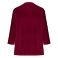 thumbnail image 5 of Mifsaly Velvet Tops for Women Business Elegant Ribbed 3/4 Sleeve Velour Blouse Loose Tunic Crewneck Pullover Top Festival Party Fashion T-Shirts Work Travel Shirt Wine XXL, 5 of 6