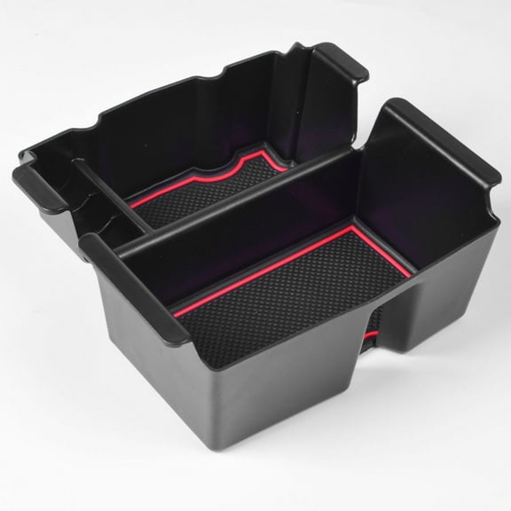 Center Console Organizer Tray For Jeep Wrangler JL 2018-2022, Custom Armrest Oragnizer Tray Secondary Storage Box Accessories-Black red line
