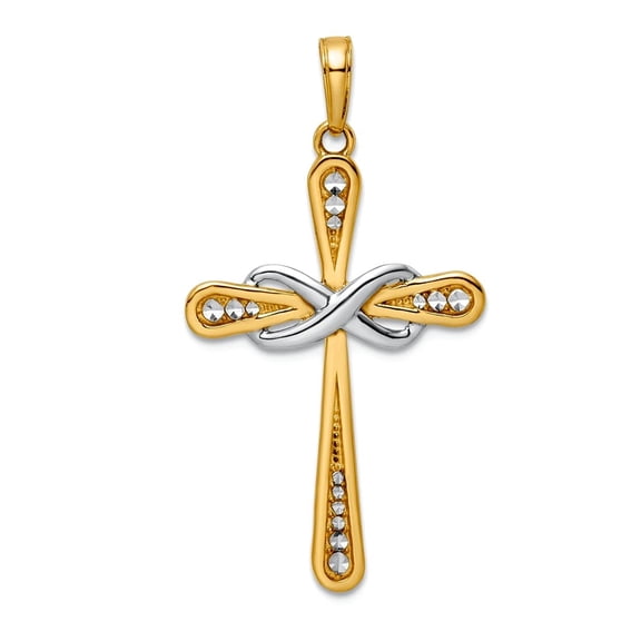 19.79mm 14k With Rhodium Sparkle-Cut Religious Faith Cross and Infinity Pendant Necklace Pendant for Women