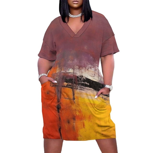 Vestido holgado con bolsillos para mujer ropa de verano con estampado de Mark Rothko