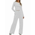 thumbnail image 2 of Women'S 2 Piece Sets Fall Outfits Long Sleeve Wide Leg Tracksuits Casual Lounge Set Matching Sets Light Grey XXL, 2 of 7