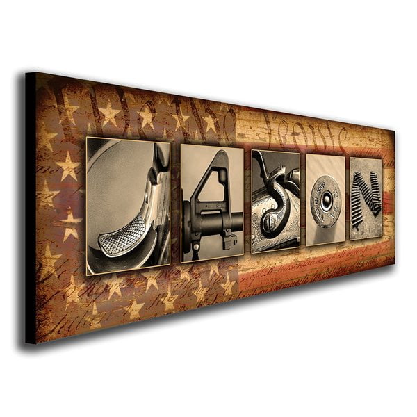 Personalized Firearm Guns Name Canvas Wall Art, Live Previews, Choose