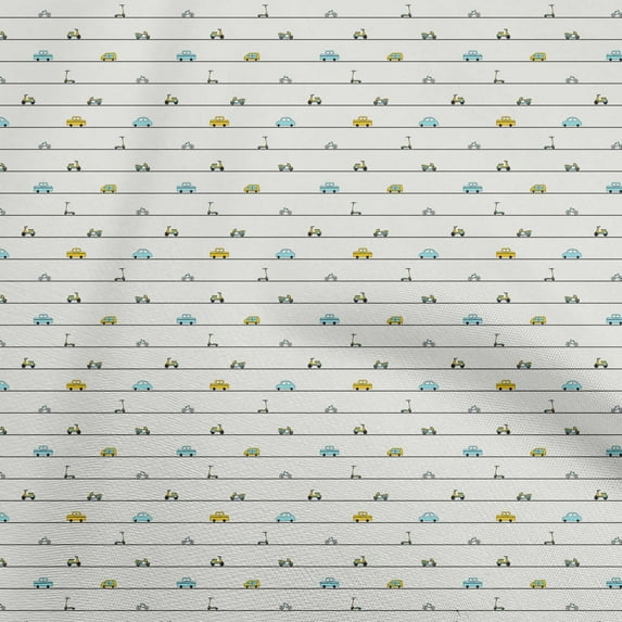 oneOone Cotton Cambric Off White Fabric Transport Sewing Material Print Fabric By The Yard 56 Inch Wide