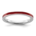 thumbnail image 2 of Auriga Fine Jewelry 925 Sterling Silver Red Enameled 2.25mm Ring for Women Size- 9, 2 of 6