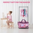 thumbnail image 4 of Dance Bag with Garment Rack, 23" Glittering Rolling Dance Competition Bag Prism-Glowing Waterproof Dance Duffel Bag Costume Suitcase for Dancers Performer Artist,Sparkle Purple, 4 of 12