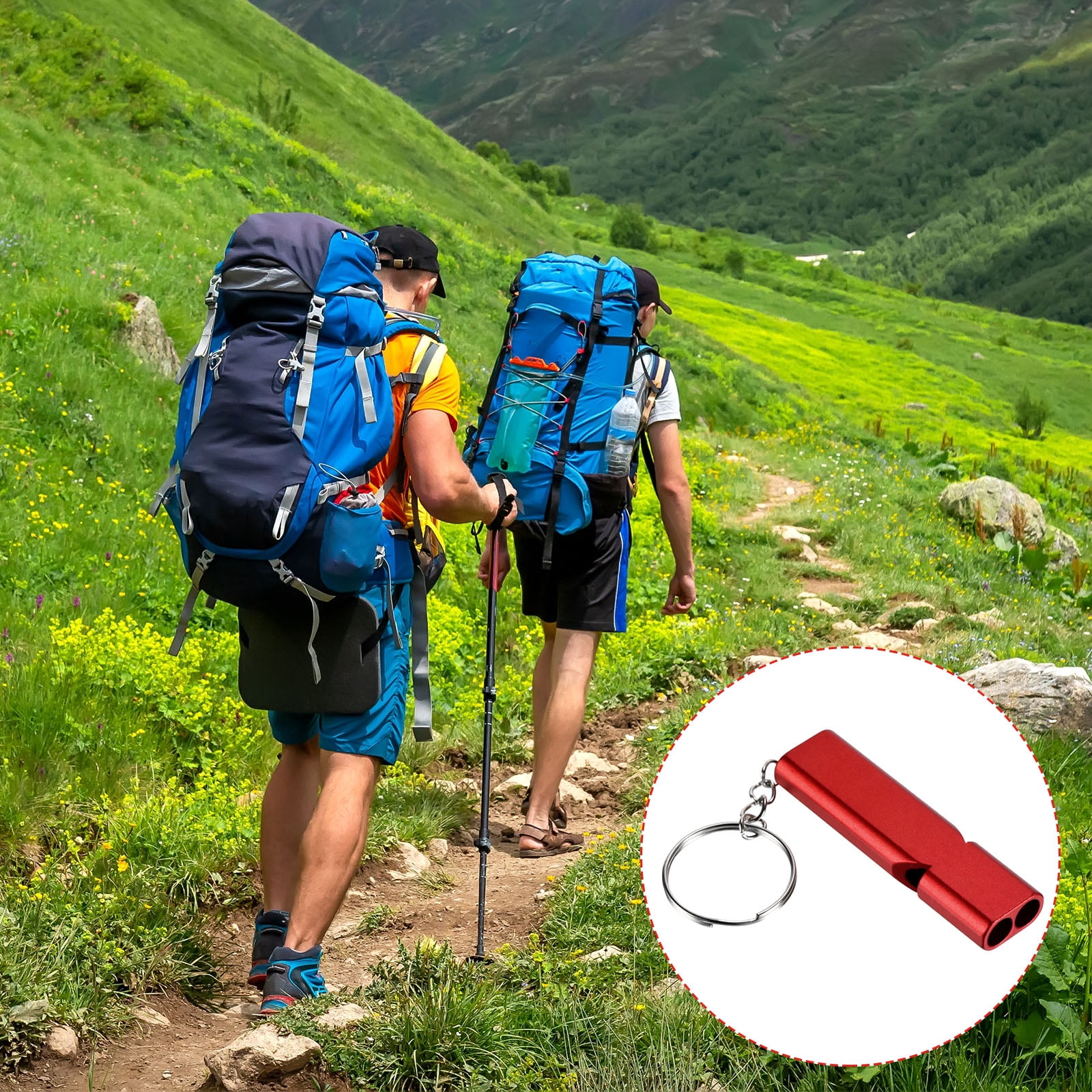 Unique Bargains Survival Whistle Double Tubes Whistles Super Loud for Outdoor Red