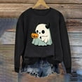 thumbnail image 3 of Halloween Women Sweatshirts Crewneck Pullover Fall Winter Long Sleeve Sweaters Ghost Printed Shirts Casual Blouses Loose Fitting Sweatshirt Top Halloween Costumes, 3 of 5