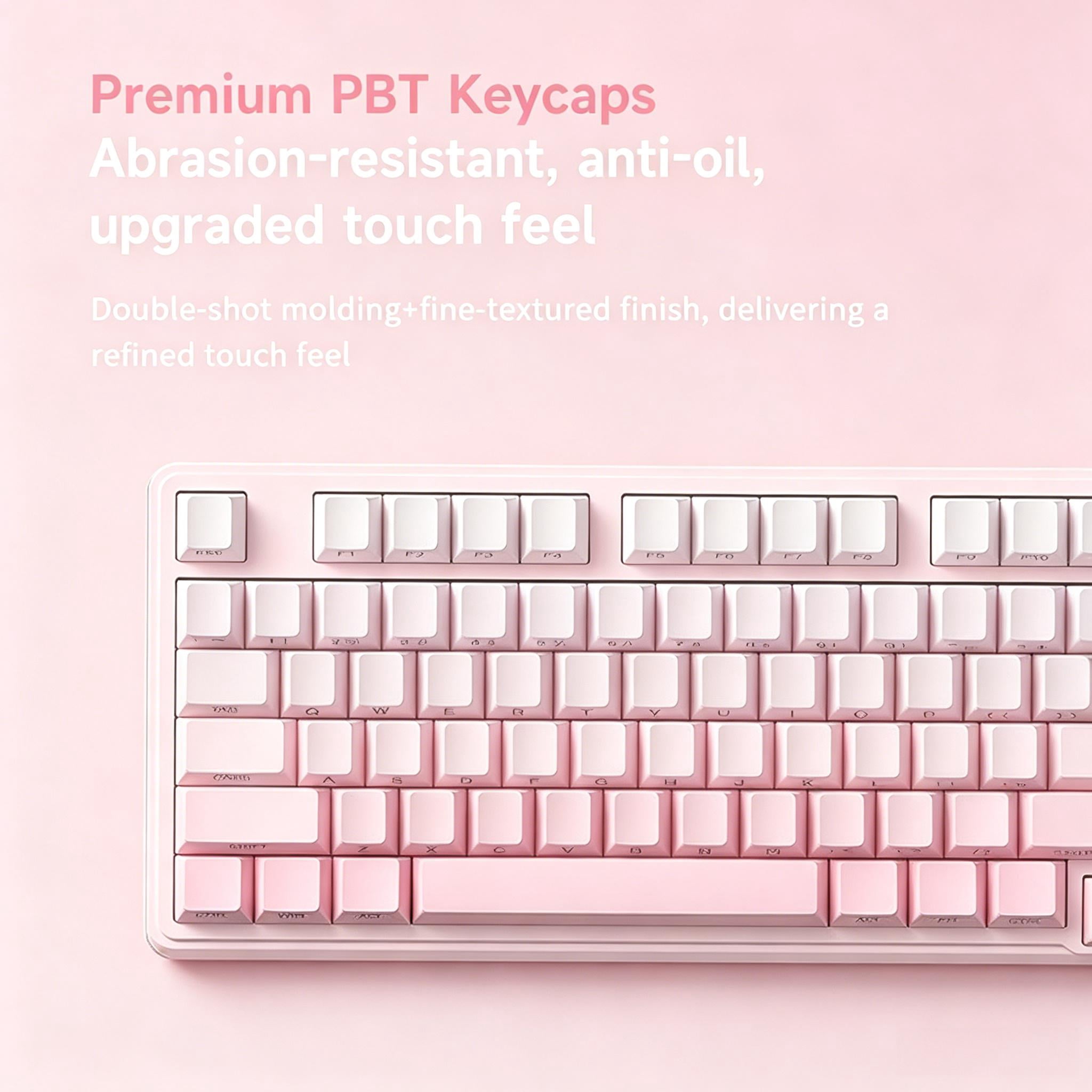 Rechale IP98 Mechanical Feel Keyboard, 98-Key Wired Gaming Keyboard, IPX8 Waterproof Side Printed PBT RGB Keycaps, 19-Key Anti-Ghosting (Pink)