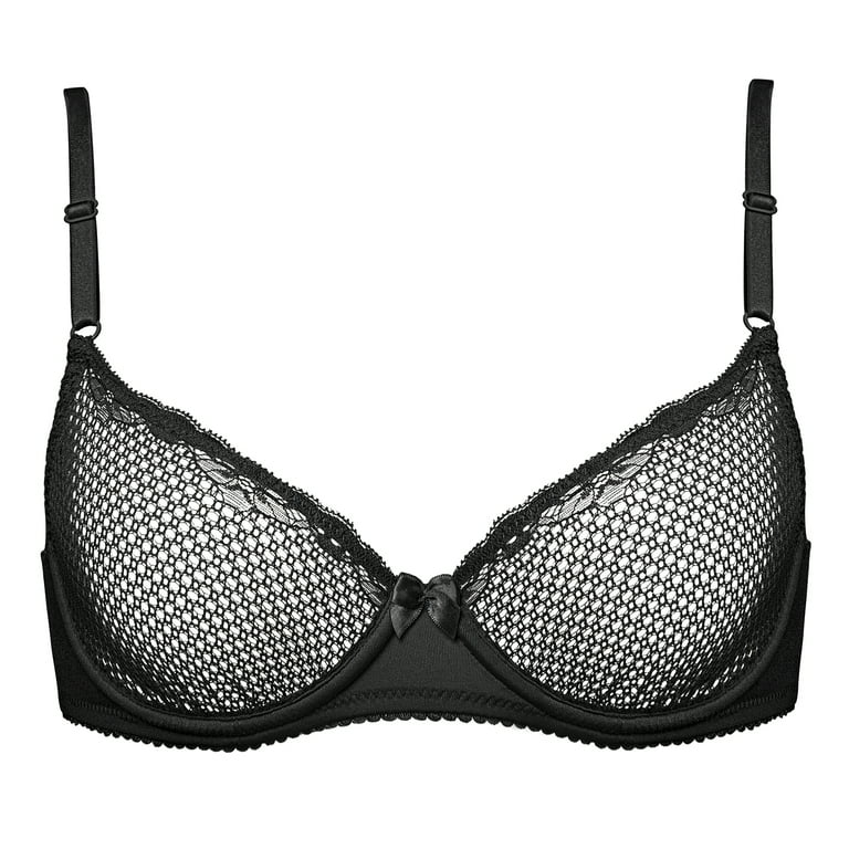 Deyllo Women's Embroidered Lace Unlined Bra Demi Sheer See Through  Underwire Bras Non Padded(Black,34B) : : Clothing, Shoes &  Accessories