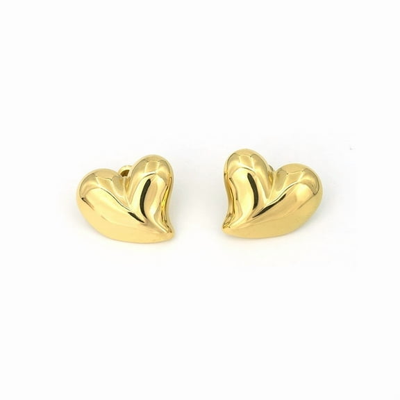 14K gold-plated heart-shaped earrings | Women's delicate earrings | Delicate and petite gold earrings