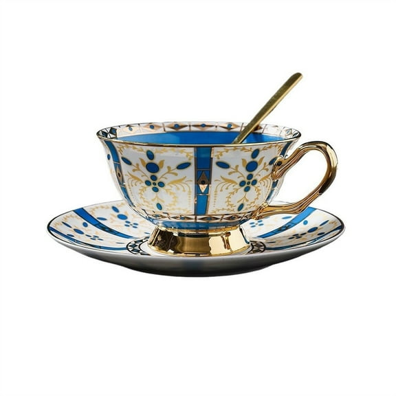 High-grade Film and Television Retro Afternoon Tea Cup Chinese Bone China Light Coffee Cup with Saucer And Spoon
