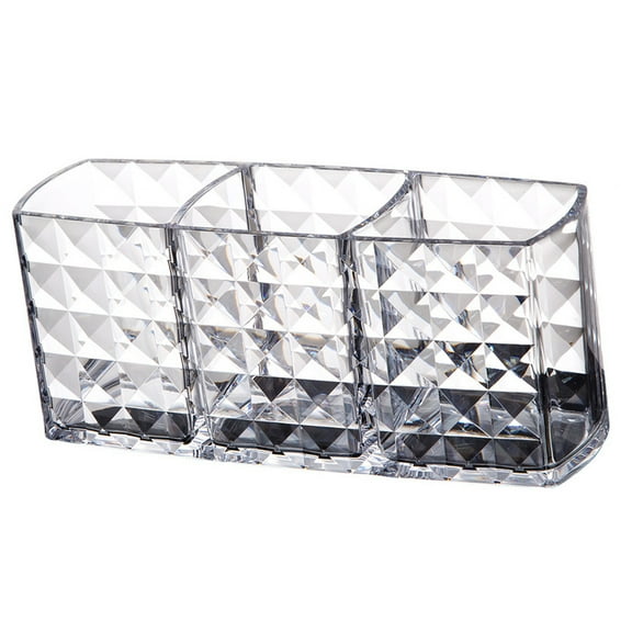 FRCOLOR Acrylic Transparent Diamond Pattern Makeup Brush Holder Cosmetic Storage Box Desktop Organizer Display Stand