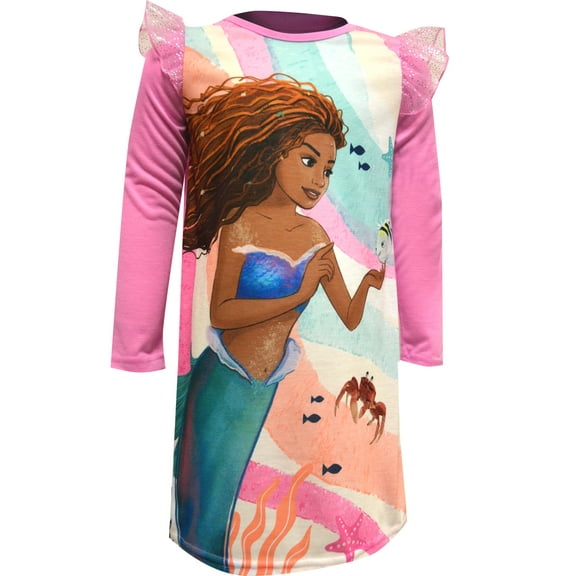 American Marketing Enterprises INC Girls Disney Little Mermaid Movie Ariel and Flounder Nightgown (8)